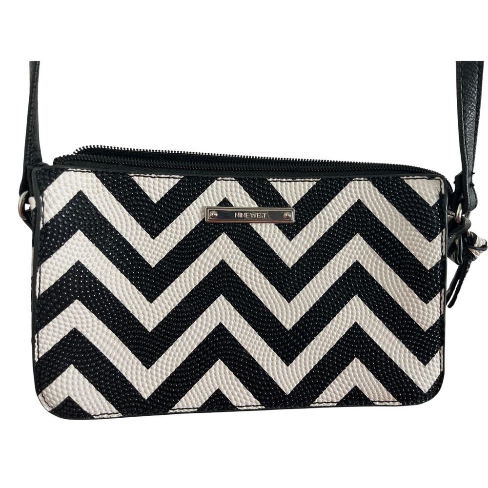 Nine West Black and White Chevron Crossbody Bag